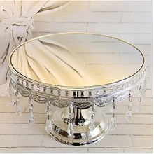 Посеребренная Хрустальная зеркальная тарелка для торта, Хрустальная подставка для торта, Свадебная подставка для торта, украшение DGP012