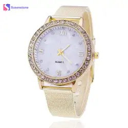 Модный бренд Для женщин Роскошные Кварцевые наручные часы алмаза Аналоговый Нержавеющая сталь Повседневное кварцевые наручные часы