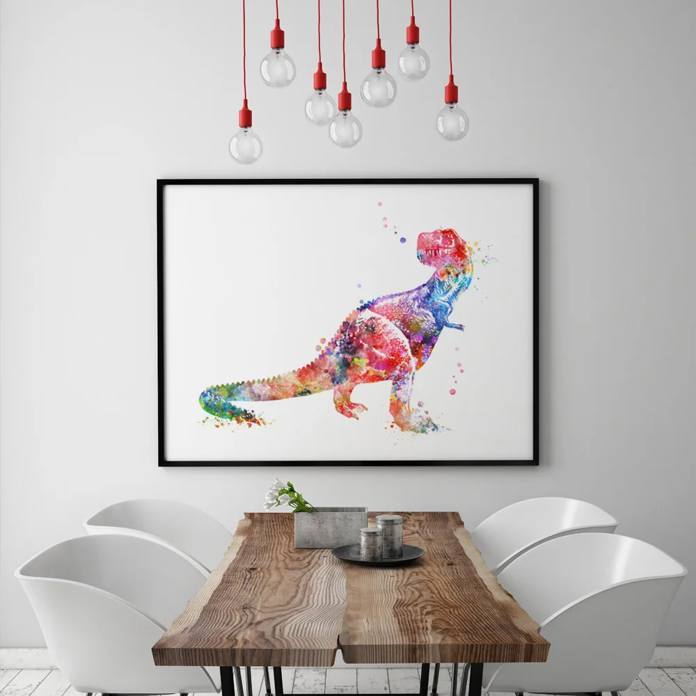 Dinosaur Art Wall Decor Painting Art Gift Illustrastion Raptor