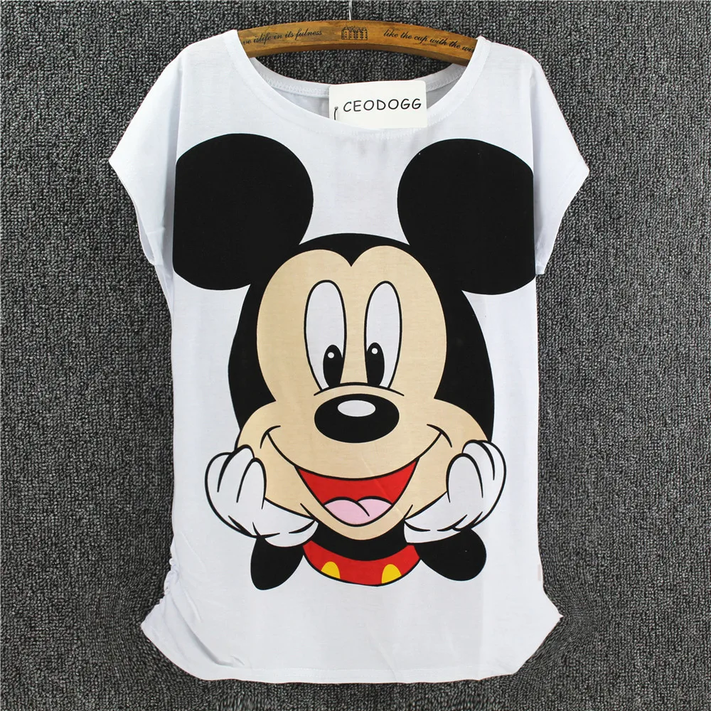 

CEODOGG New Cartoon Mouse women T Shirt Women Summer Short-sleeve Emoji Casual T shirt Woman Clothes O Neck T-shirt Femme