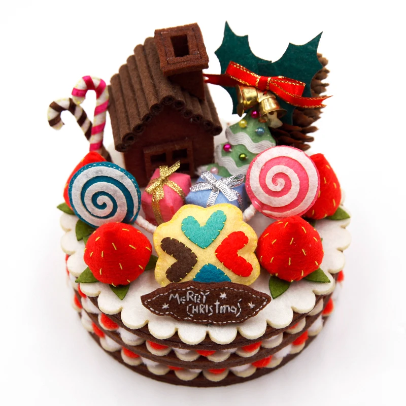 

Christmas Storage Case Handcraft Merry Christmas Cake Style Candy Box for Wedding Birthday Baby Shower Decor Felt DIY Package
