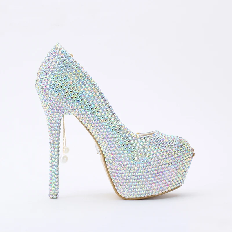 ab 8cm Schuhe Heels Pumps 14cm Wunderschöne Prom Hochzeit Kristall Ab Party High Phoenix Cinderella Strass Heels 11cm Braut WwUFAa
