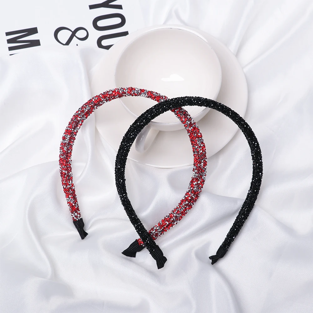 Fashion Rhinestone Hairband Women Full Diamond Super Flash double Crystal Side Hair Band Headband Hair Accessories