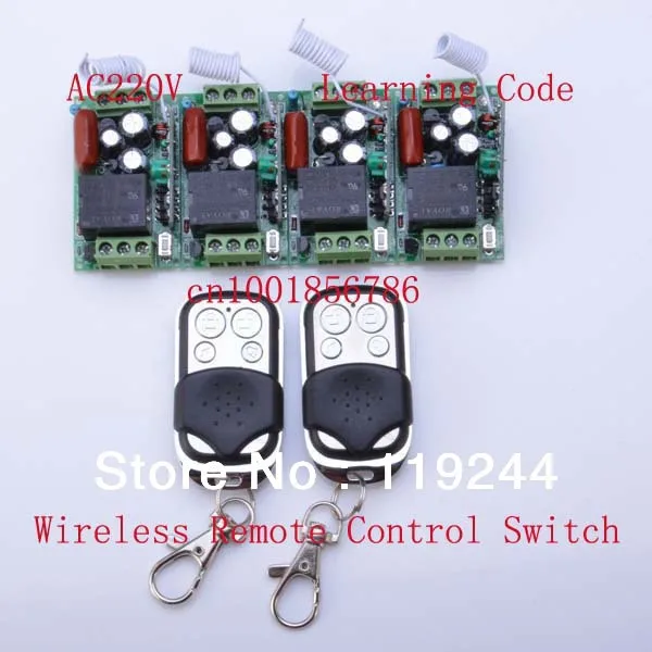 

220V 1CH 10A RF Wireless Remote Control Power Switch System ;4 Receivers(Mini size)+2Transmitter M T L output state is adjusted