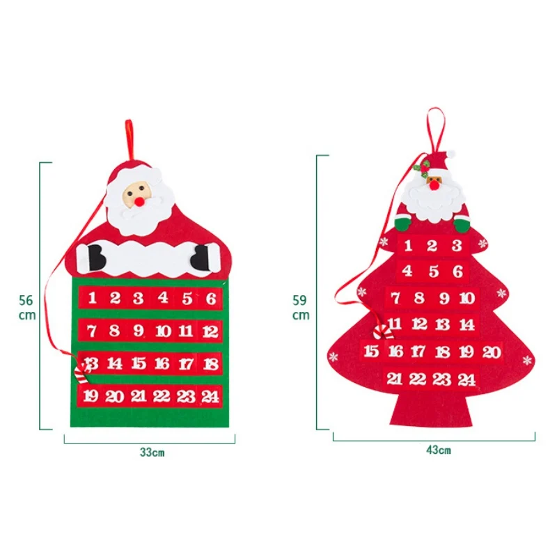 Cute Santa Claus Christmas Home Party Shop Advent Calendar Countdown Decoration Wall Hanging Velvet Calender Gifts New Year