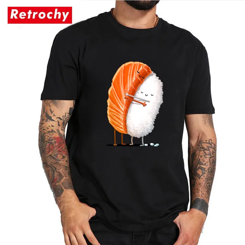 Футболки Crazy Salmon суши объятия мужские с коротким рукавом милая семейная одежда на