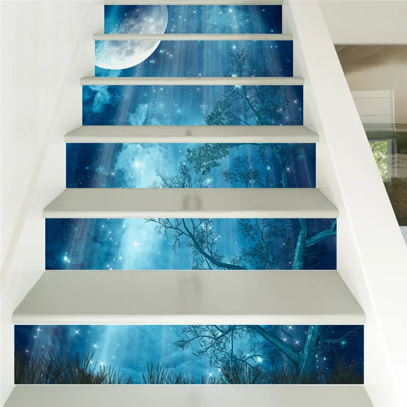 

Creative Self-adhesive staircase stickers DIY Moon forest stickers staircase stickers stair decoration Home ornament decoration
