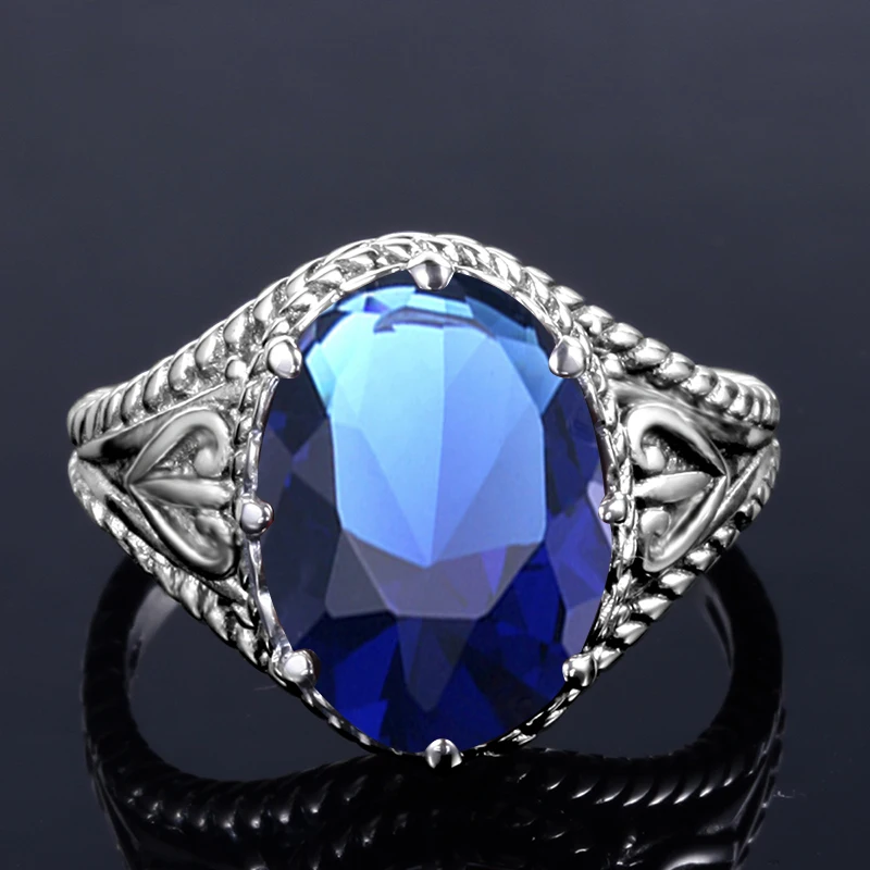 Szjinao Solid 925 Sterling Silver Women Rings Engagement Anchor Bohemia Jewelry Sapphire Fashion Jewelry Anniversary Gift