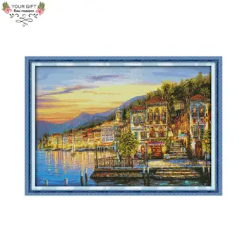 

Your Gift F551 Free Shipping 14CT 11CT Counted and Stamped Home Decor The Streetlights Came On Every Night Cross Stitch Kits