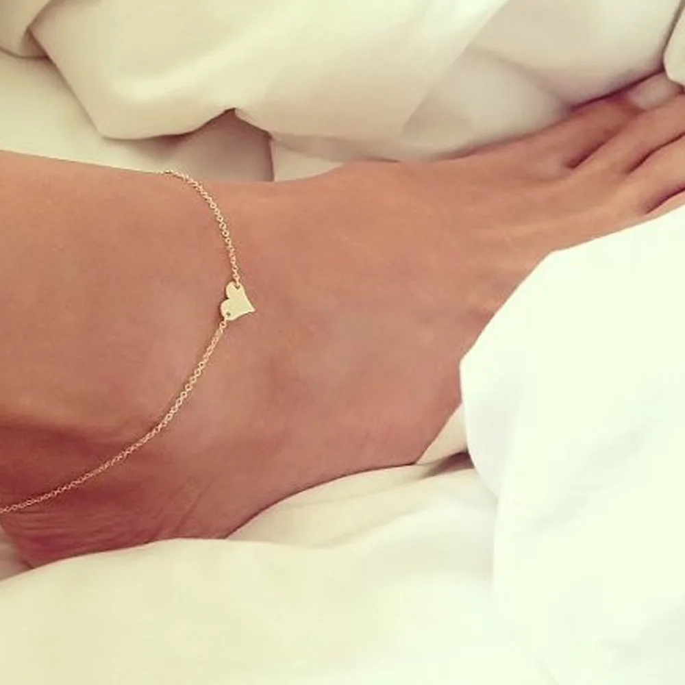 

European and American alloy jewelry popular foot decorated love gold, silver anklet wholesale women