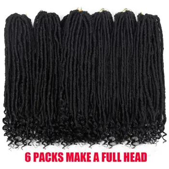 

YxCheris Faux Locs Crochet Braids 18 Inch Soft Natural Synthetic Hair Extension 20 Stands/Pack Goddess Locks