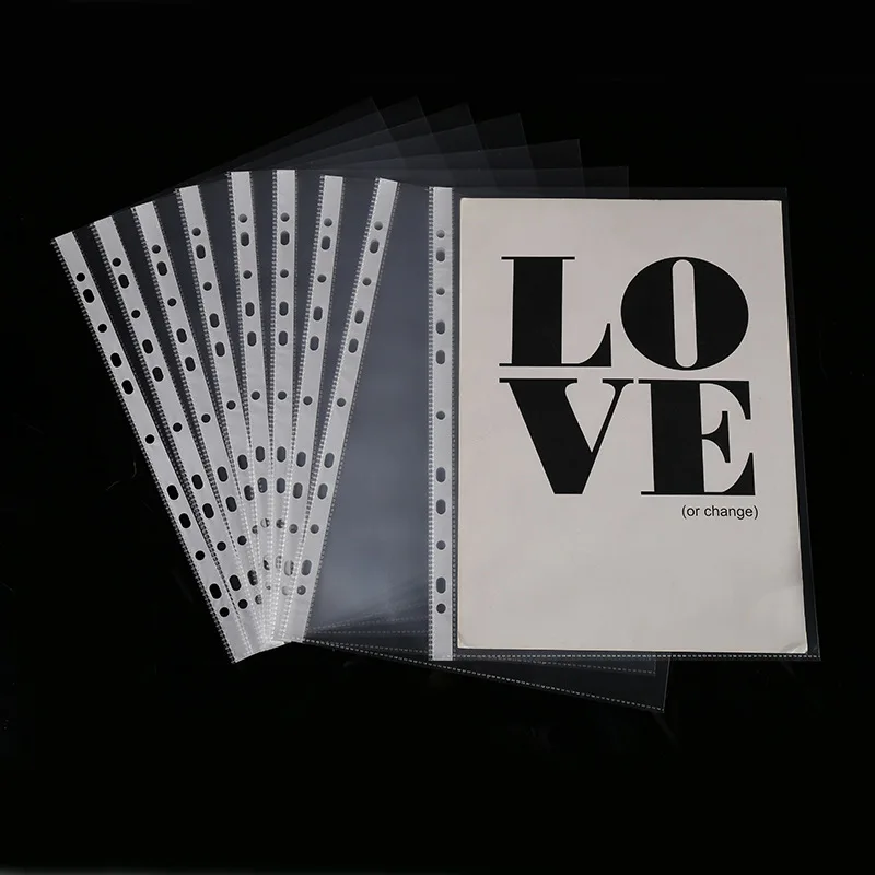 

2019 New Pracrtical 100 Pcs A4 Clear Documents Sheet Protector Loose Leaf Office School Plastic Punched Pocket Stationery Papers