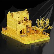 Gold Villa 3D Metal Puzzle For Children DIY Assembly Model Buildings Jigsaw Puzzle Exercise Brain Educational