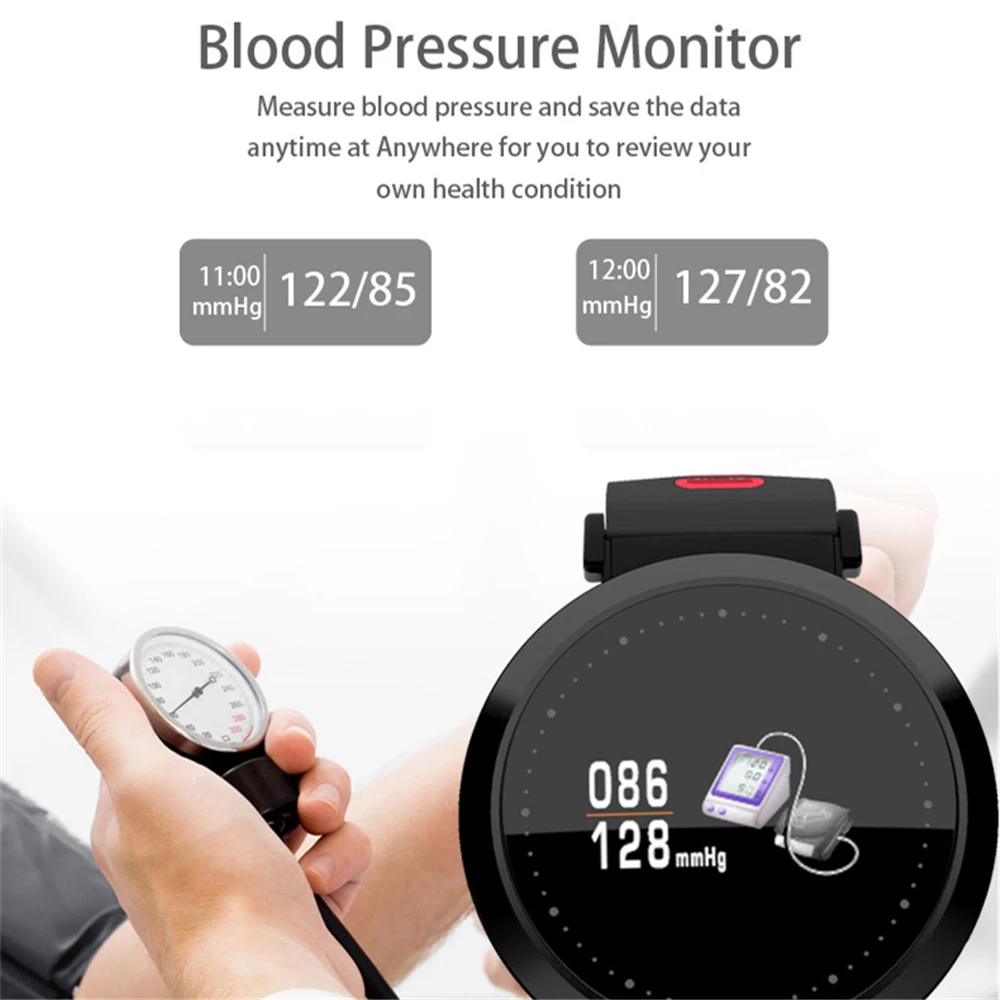 

OGEDA Smart Men Watch Color Screen Heart Rate Blood Pressure Monitor Activity Fitness Tracking Smart Clock Bluetooth Wristband