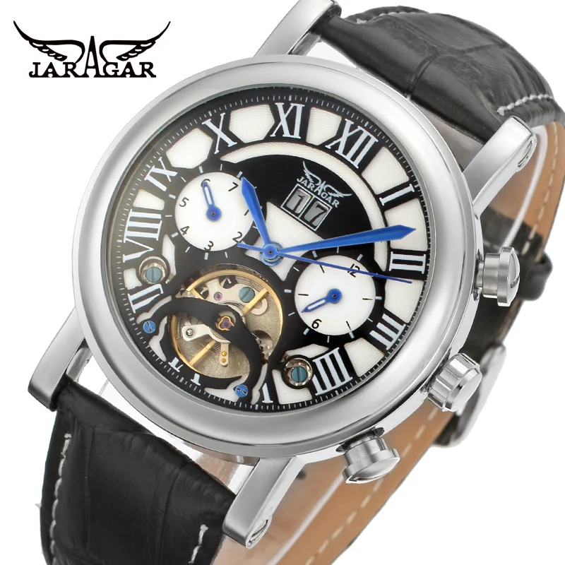 

Jargar Black Color Genuine Leather Strap Automatic Man's Watch