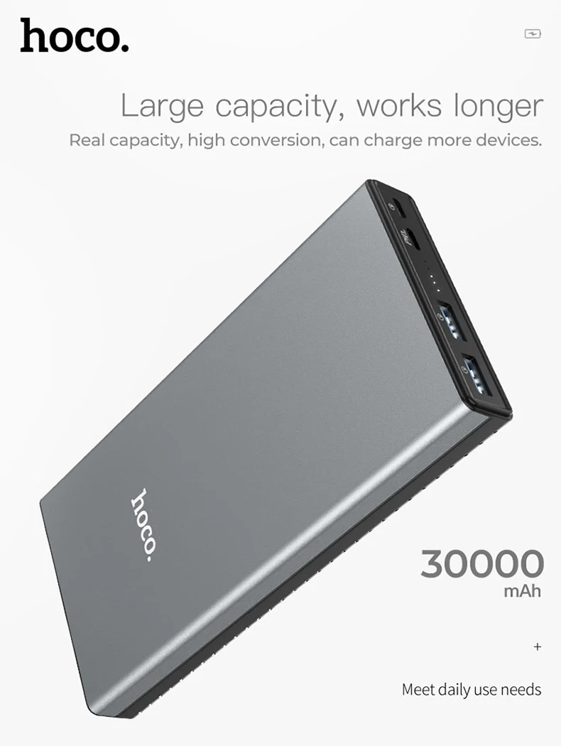 HOCO 30000 мАч Внешний аккумулятор 18 Вт PD usb type C Quick Charge 3,0 power Bank 30000 мАч 3,0 FCP внешний аккумулятор зарядное устройство для Xiaomi