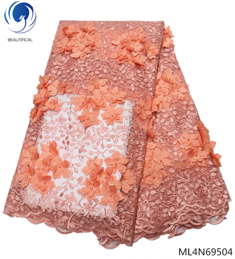 

BEAUTIFICAL 3d lace fabric african lace fabric for wedding dresses 2019 high quality lace with flower design ML4N695