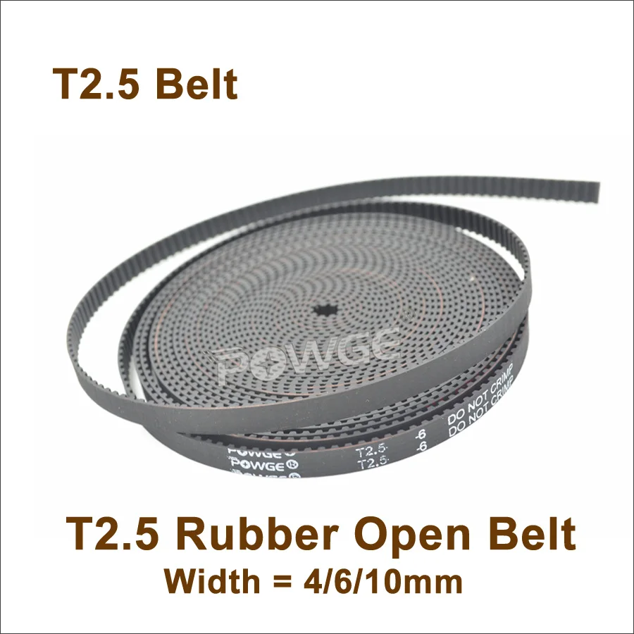 Powge 5meters T2.5 Timing Belt W=4/6/10mm T2.5 Open Synchronous Belt