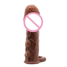 Reusable Condom Dildo Penis Pump Enlarger With Penis Ring Cock Penis Sleeve Extension Enhance Time Delay Sex Product For Men gay