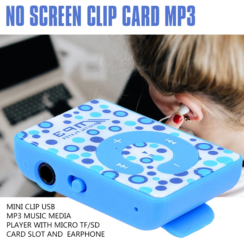 Мини-клип USB MP3 музыкальный медиаплеер с слотом для карт Micro TF/SD и наушниками