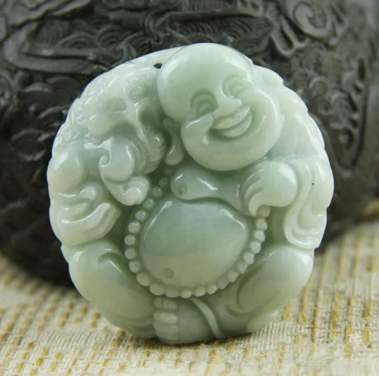 48*48 мм натуральный myanmar jadeite jade подвеска maitreya Смеющийся Будда PIXIU Будда колье с кулоном ведьмы для женщин и мужчин