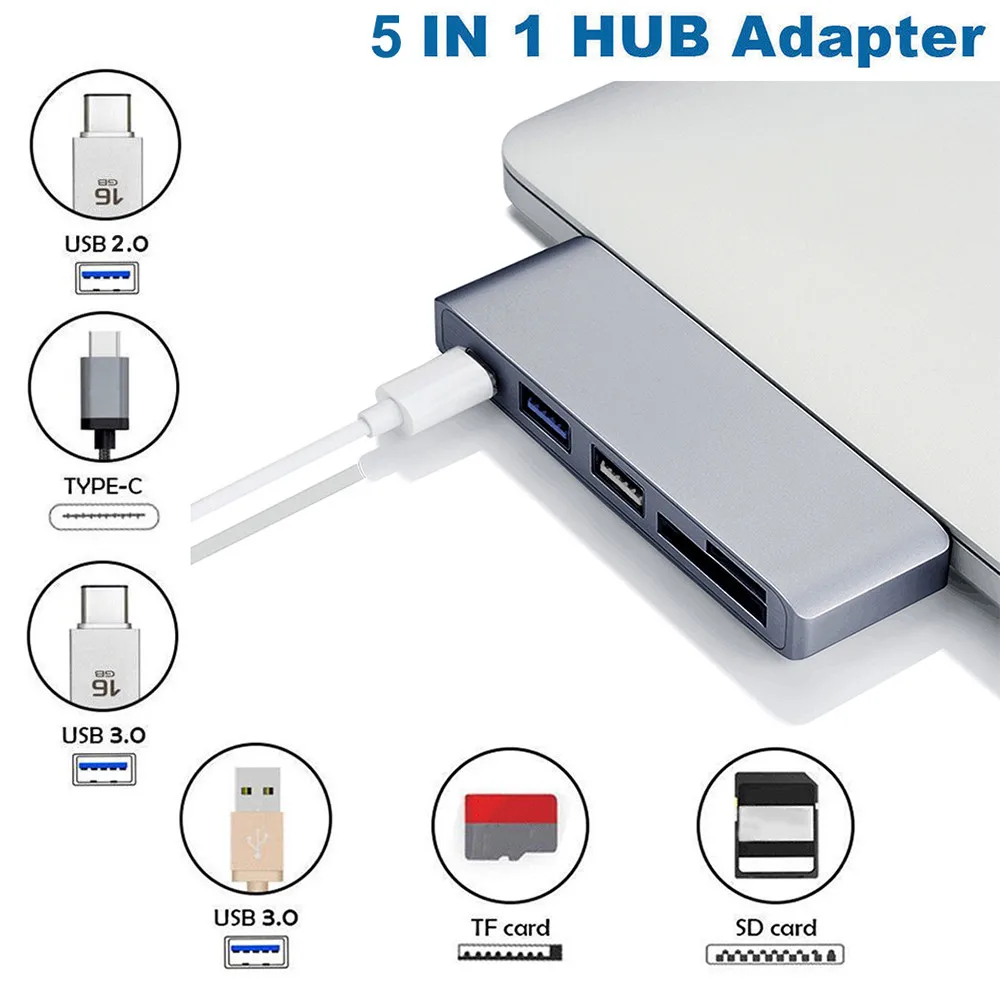 

5 in1 USB C HUB USB-C to HDMI Micro SD/TF Card Reader Adapter for MacBook Samsung Galaxy S9/S8 Huawei P20 Pro Type C USB 3.1 HUB
