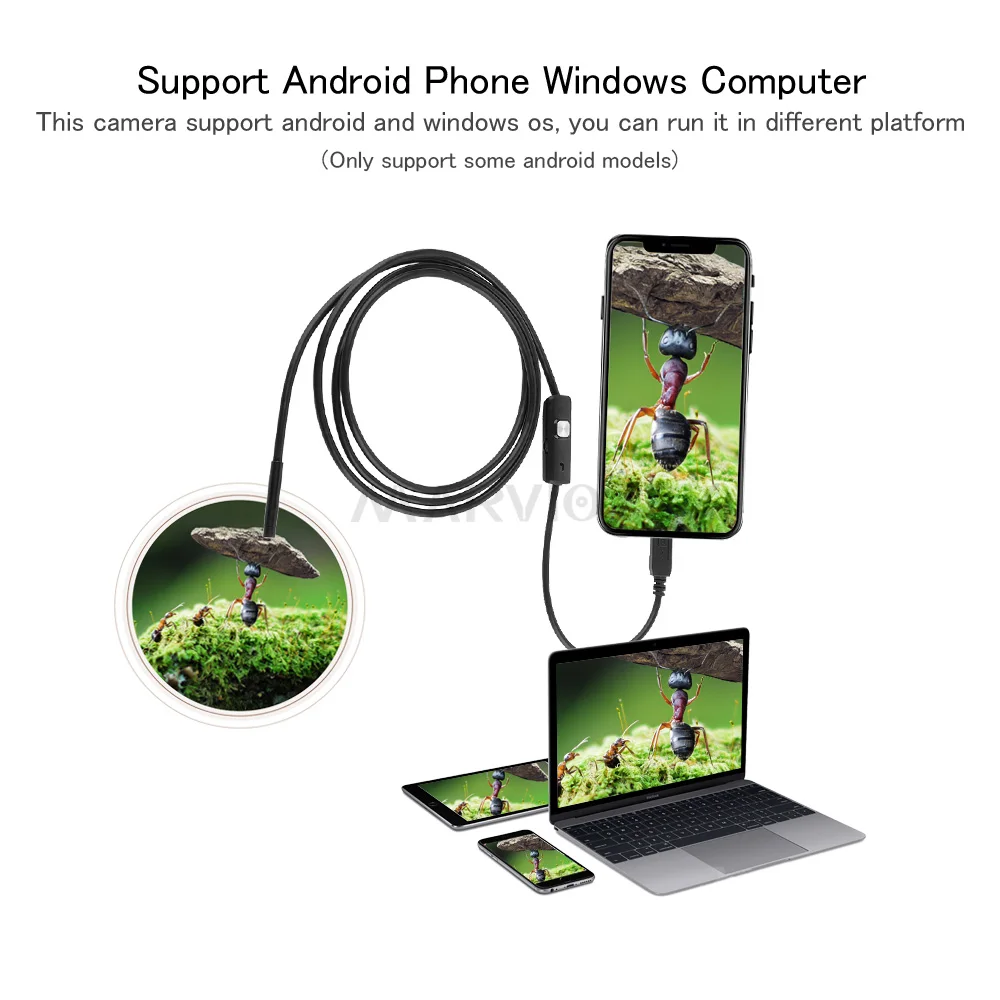 Эндоскоп водонепроницаемый 5 мм 1 м/1 м 6 светодиодный USB Android|Камеры