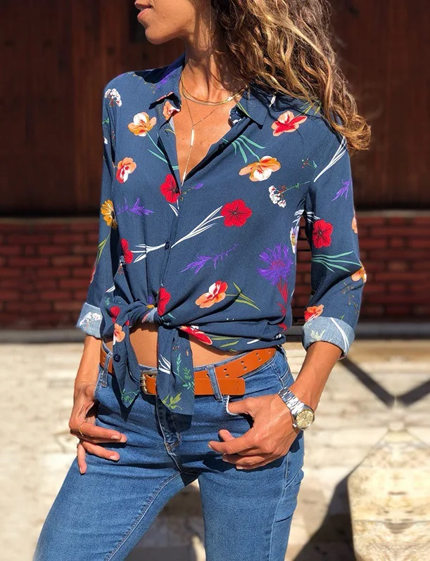 

women blouse fashion female ladies winter vintage clothing flowr printed elegent long sleeve womens top autumn shirt top