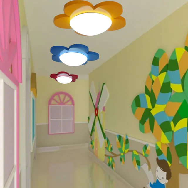Children S Room Flowers Led Ceiling Light Red And Yellow Blue