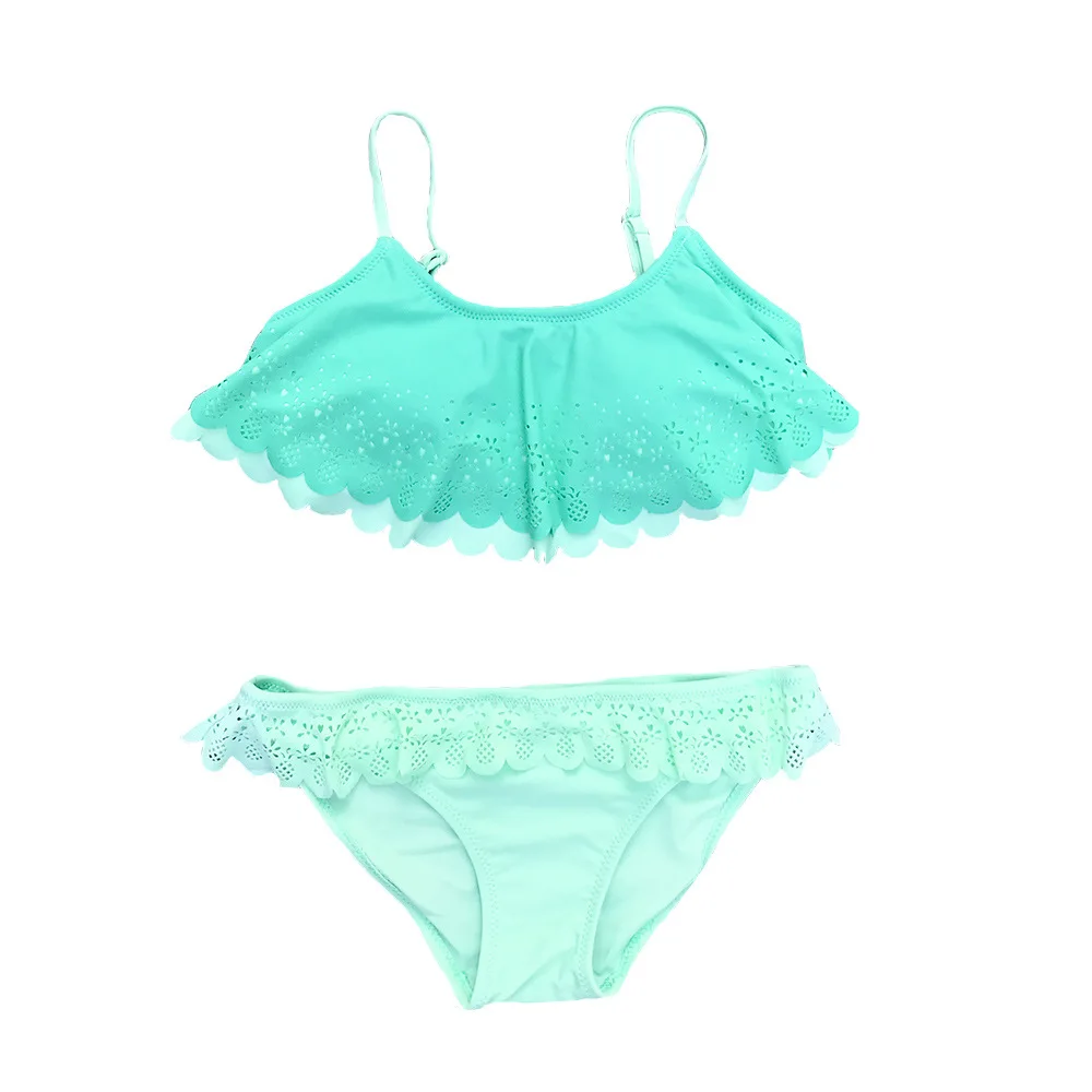 

2019 Summer Beach Girls Swimsuit Two Pieces Swim Suits Children Split Hollow Bikini Sets Children Swimwear Kids Bathing Suit