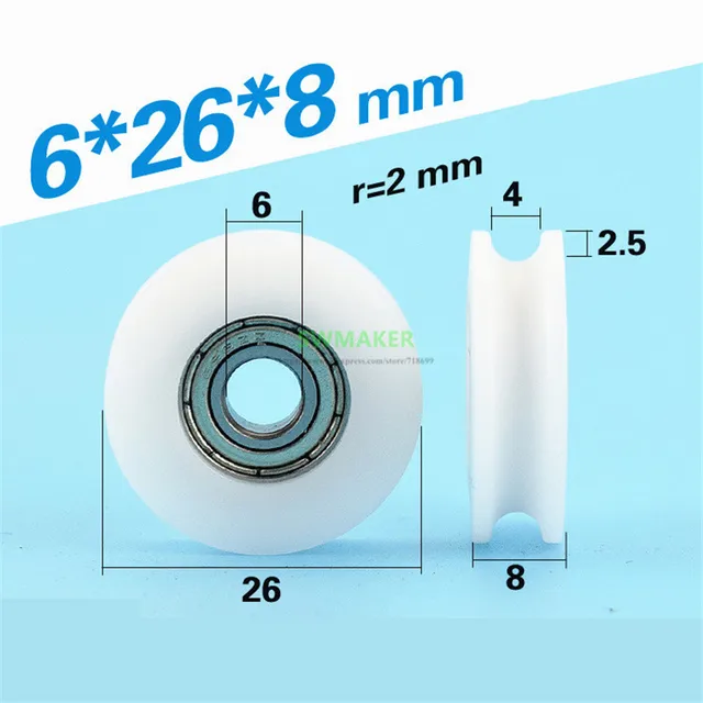 初売りセール 1ピース6*26*8ミリメートルu溝プラスチック滑車プラスチック Bearings,Balls&Bushings