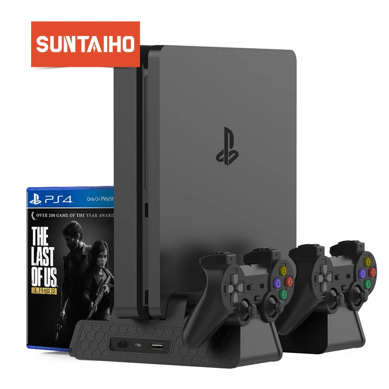 

Suntaiho for PS4 Slim Pro console Stand 2 Controller Charger 3 Console Cooling Fan Vertical Stand Station Dock For Playstation 4