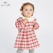 DB11472 dave bella/осеннее милое клетчатое платье принцессы с бантом для маленьких девочек детское модное праздничное платье детская одежда в стиле «лолита»