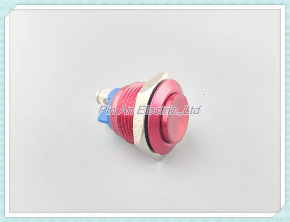 16mm red metal button waterproof anti rust point moving switch high head self reset Zinc Oxide alloy screw pin | Обустройство дома