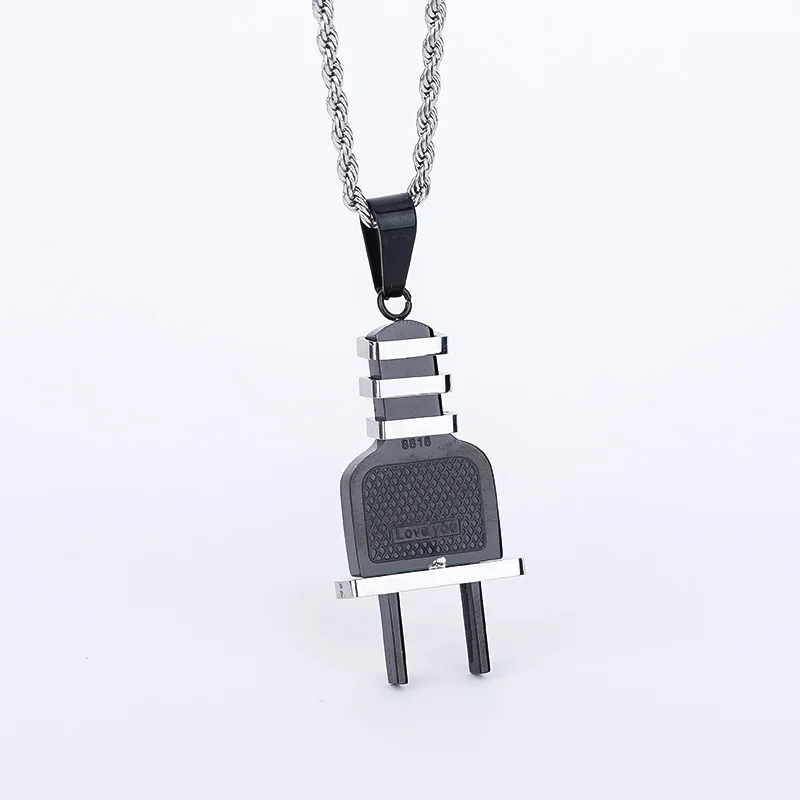 Fashion Jewelry 316L Stainless Steel Necklace Black Attachment Plug