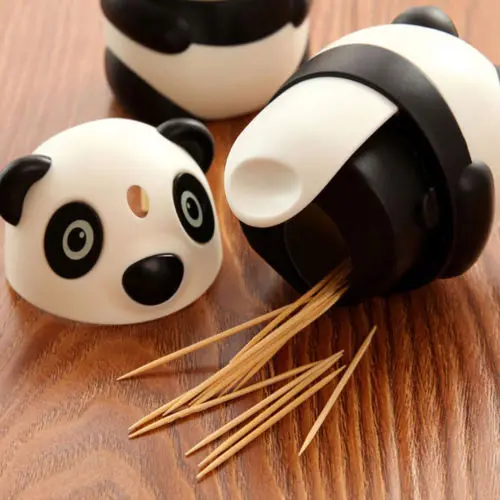 

1Pcs Creative Toothpicks Holder Cartoon Panda Shaped Automatic Plastic Toothpick Box Dispenser