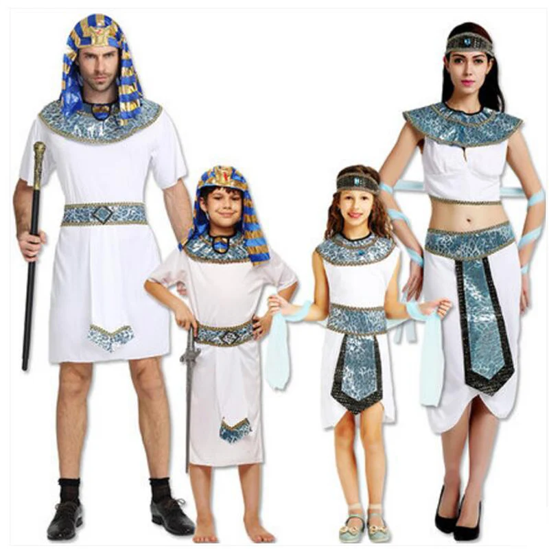 

children adult Egypt pharaoh cosplay white costume Egyptian Cleopatra Queen party prince princess Empress dress costume