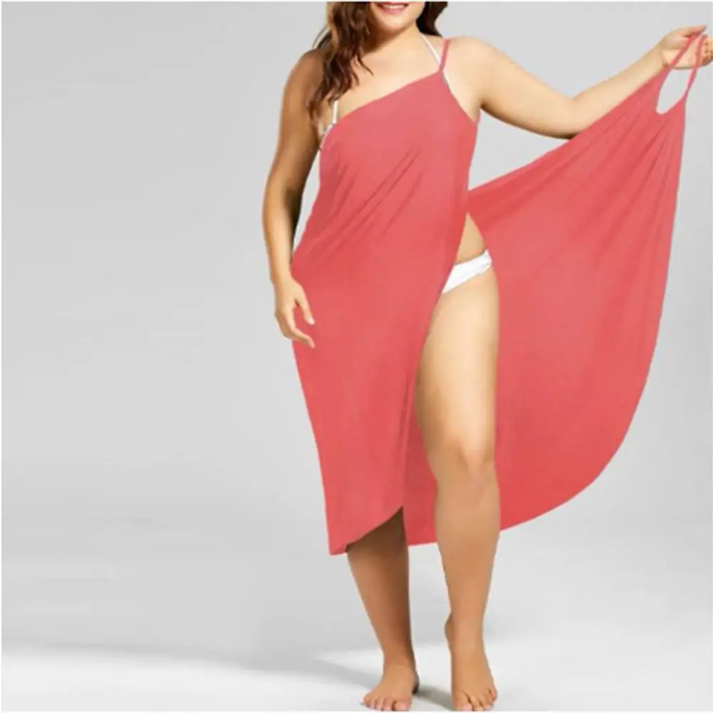 Женское летнее сексуальное однотонное платье для пляжа, бикини, одежда для плавания, пальто, Пляжное платье, накидка для плавания, S-5XL