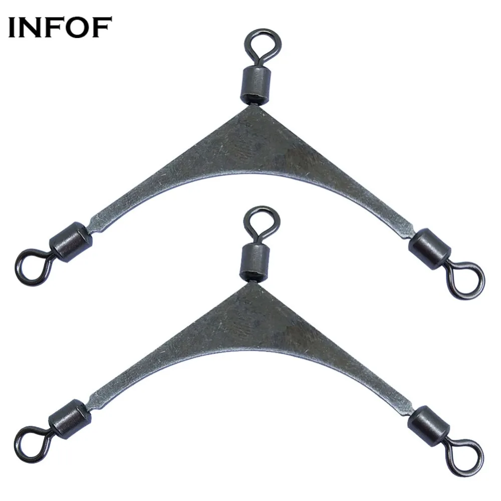 INFOF 100pieces/lot Cross Line Fishing Swivels 3 Way Rolling Pole