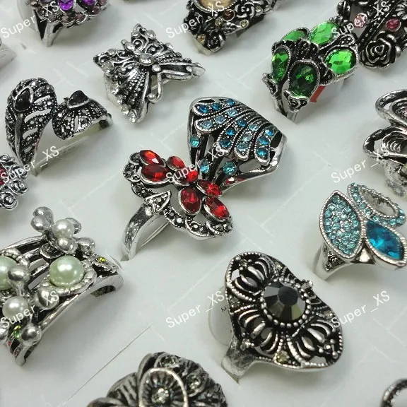 

fashion gift New Cool 8pcs Wholesale Jewelry Lots retro alloy mixed style Antique Silver Plated Rings free shipping LB426