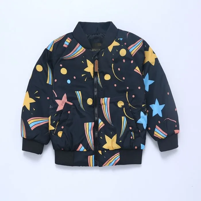 Розничная коллекция года новая осенне-зимняя детская куртка с изображением звезд для девочек и мальчиков хлопковая стеганая куртка пальто-кардиган для маленьких мальчиков и девочек возрастом от 1 года до 7 лет