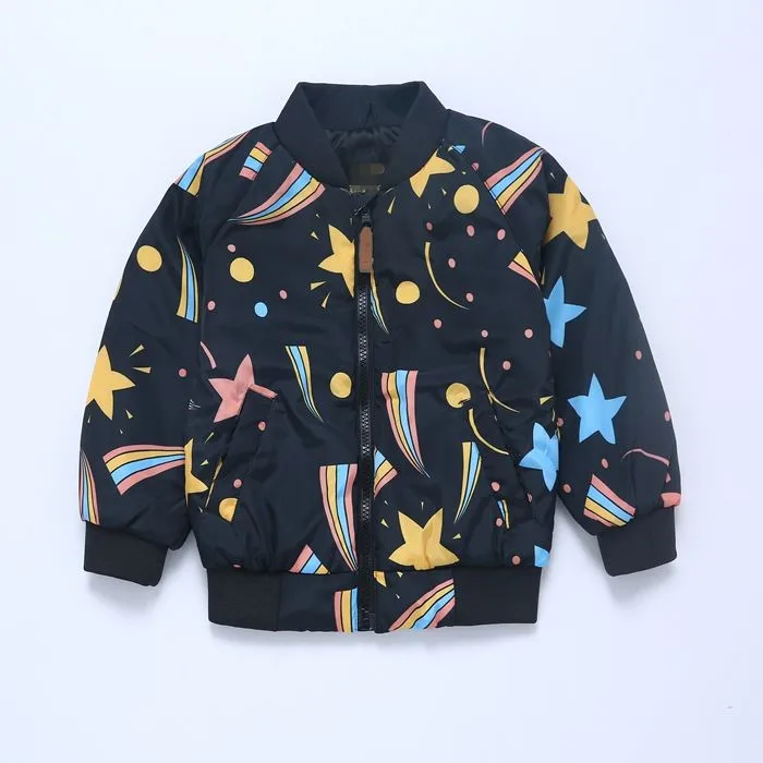 

Retail 2016 New Autumn Winter Children Kids Girl Boy Star Jacket Cotton Padded Coat Boys Girls Baby Cardigan Coat 1-7age