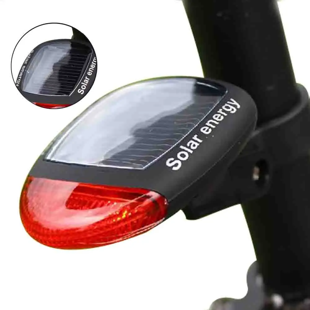 Racmmer Solar Power LED Bicycle Lights Bike Rear Tail Lamp