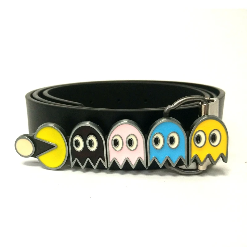 Drop shipping belts for men with video game pac man Metal belt buckle