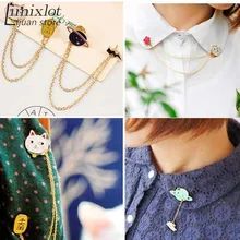 2015 New Women Girl Accessories Fashion Cute Egg Cat Moon Rabbit Chain Brooch Badge Pin Collar brooch Jewelry Gift Free Ship