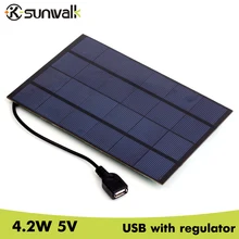 SUNWALK 4,2 Вт 5 В Солнечная Панель зарядное устройство с стабилизированным напряжением USB выход 660 мАч монокристаллическое солнечное зарядное устройство для телефона