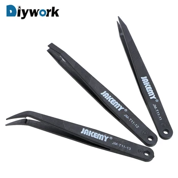 

DIYWORK 3PCS/set Anti-static Tweezers Set Phone Laptop Electronic Repair Tools Plastic Tweezers Flat/Pointed/Curved Forceps