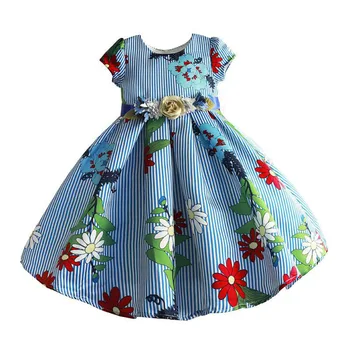 

Baby Girls Sttriped Flower Dresses Kids Princess Dress Girl Party And Wedding Clothes For 3-8T