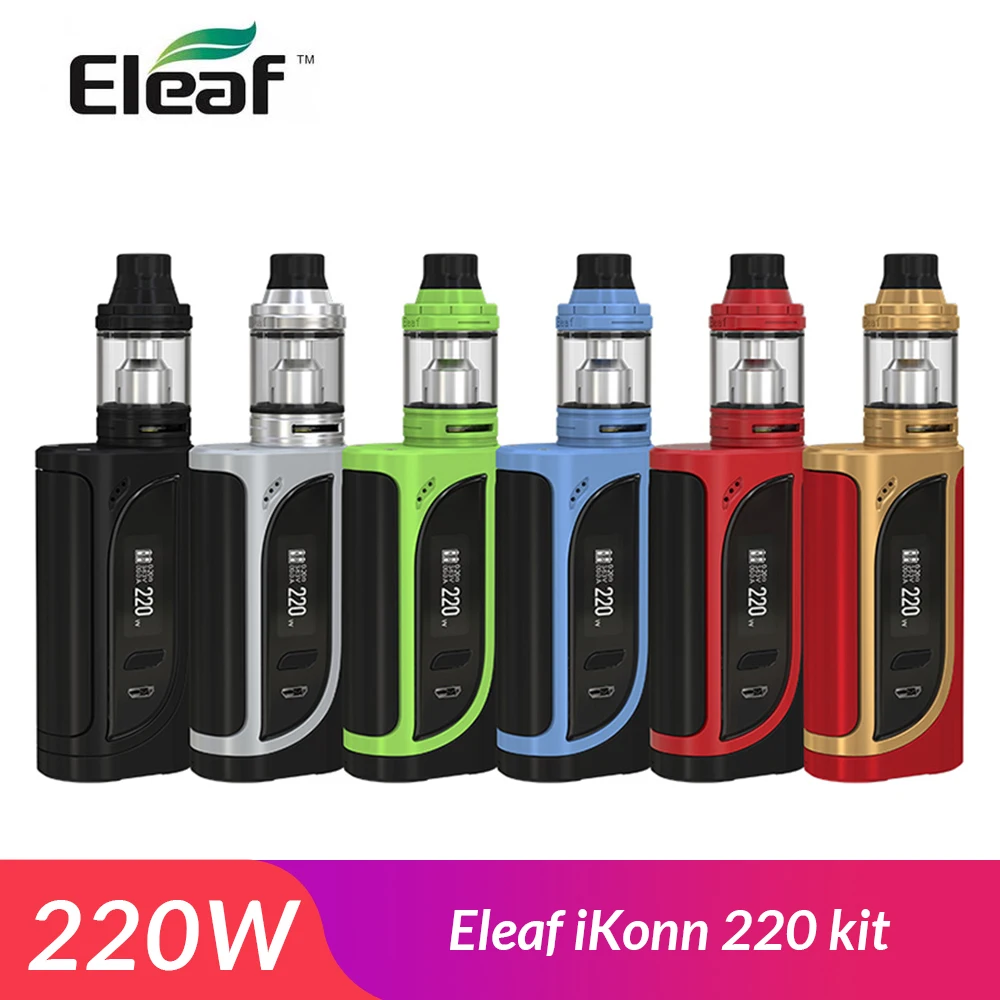 

Original Eleaf iKonn 220 kit 220W with ELLO Atomizer Tank 4ml/2ml+HW3/HW4 coil head e-cigaretteVS species/alien mod box vape kit