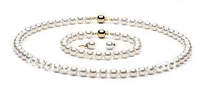 

Jewelry 00649 9-10mm white AAAA top rating pearl sets necklace&bracelet&earrings 14KGP